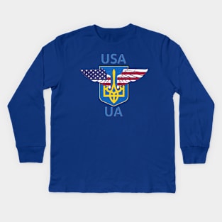 USA supporting Ukraine Kids Long Sleeve T-Shirt